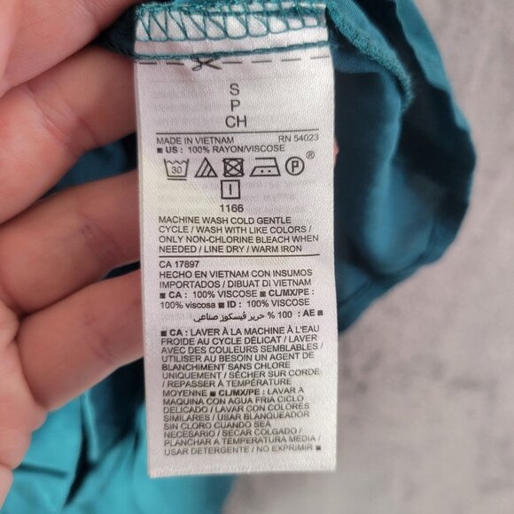 Old Navy‎ Womens Ruffle Sleeve V Neck Top S Teal Casual Everyday Workwear Vibes - Picture 7 of 9